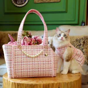 04_9f7dda95-b081-4eb5-b27f-f9e0b1b1ae89 Soft Tweed Luxury Checkered Lightweight Dog & Cat Carrier Bag