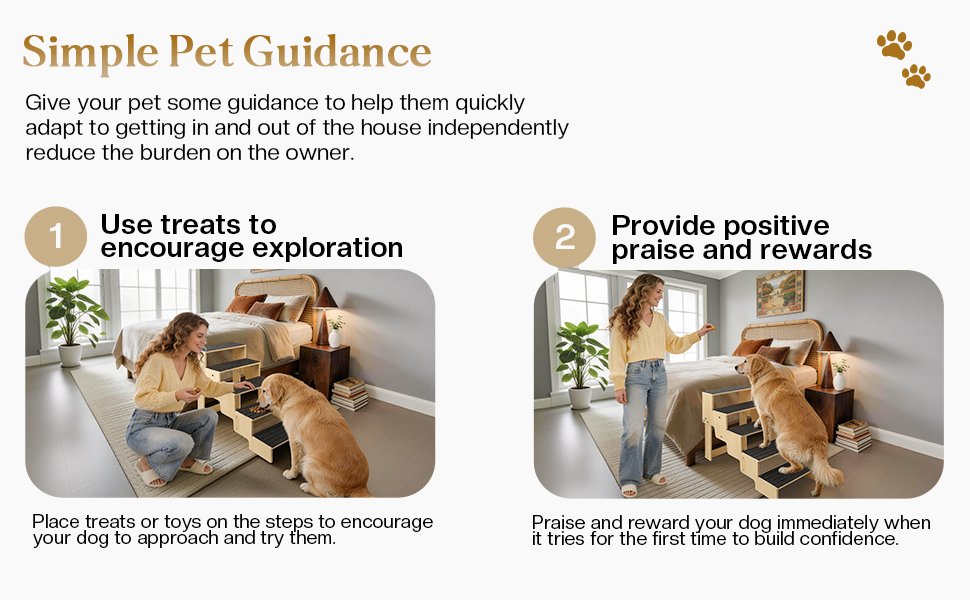 FolifrPets Wooden 5-step Stair for Bed/Couch