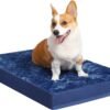 Orthopedic Dog Bed Dog Crate Bed Waterproof for Large Dogs Deluxe Plush Washable Pet Mat with Egg Crate Foam & Removable Cover, 35 x 22 Inch, Gray
