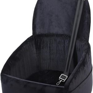 Dog Car Seat for Small Medium Dogs, Dog Booster Seat with Extendable Backrest, Pet Portable Car Seats up to 30 lbs, Washable Travel Bed with Storage Pockets and 2 Safety Leashes, Black