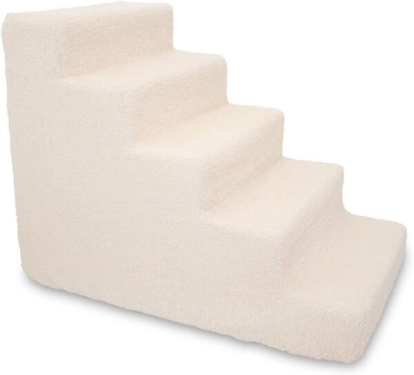 Dog Stairs & Steps - Foam Steps for Small Dogs & Cats, Non-Slip Indoor Balanced Pet Step Support, Dog Ramp, No Assembly, Ash Gray Linen, 2-Step (12-inch Height)