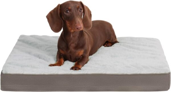 Orthopedic Dog Bed Dog Crate Bed Waterproof for Large Dogs Deluxe Plush Washable Pet Mat with Egg Crate Foam & Removable Cover, 35 x 22 Inch, Gray