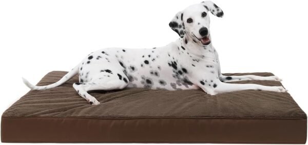 Orthopedic Dog Bed Dog Crate Bed Waterproof for Large Dogs Deluxe Plush Washable Pet Mat with Egg Crate Foam & Removable Cover, 35 x 22 Inch, Gray