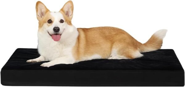 Orthopedic Dog Bed Dog Crate Bed Waterproof for Large Dogs Deluxe Plush Washable Pet Mat with Egg Crate Foam & Removable Cover, 35 x 22 Inch, Gray