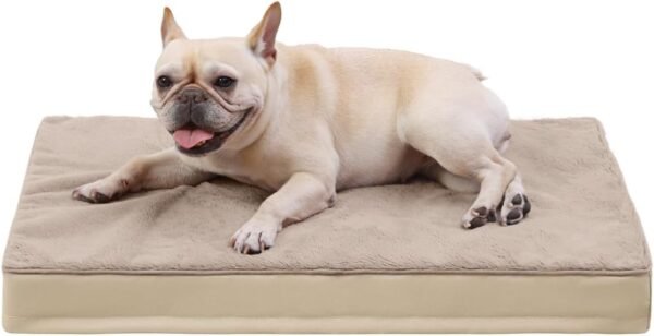 Orthopedic Dog Bed Dog Crate Bed Waterproof for Large Dogs Deluxe Plush Washable Pet Mat with Egg Crate Foam & Removable Cover, 35 x 22 Inch, Gray