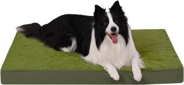 Orthopedic Dog Bed Dog Crate Bed Waterproof for Large Dogs Deluxe Plush Washable Pet Mat with Egg Crate Foam & Removable Cover, 35 x 22 Inch, Gray