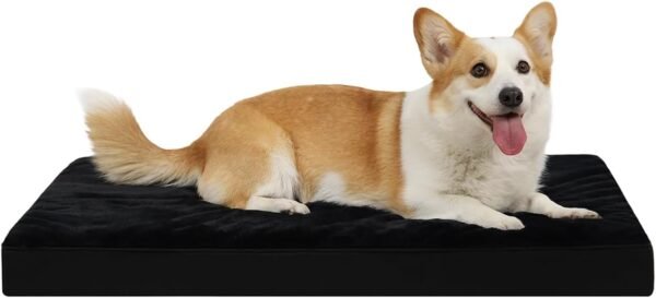 Orthopedic Dog Bed Dog Crate Bed Waterproof for Large Dogs Deluxe Plush Washable Pet Mat with Egg Crate Foam & Removable Cover, 35 x 22 Inch, Gray