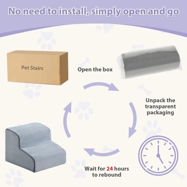 Dog Stairs for Small Dogs, 2-Steps Dog Ramp for Couch, Pet Stairs with Highly Supportive Foam and Non-Slip Bottom, Pet Steps for Cat & Doggie