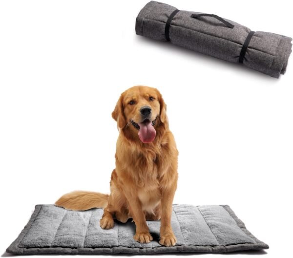 Rollup Outdoor Dog Bed,Camping Travel Dog Bed Mats for Medium Large Dogs, Portable, Foldable, Machine Washable Pet Accessories for Maximum Convenience 36”*23” Grey