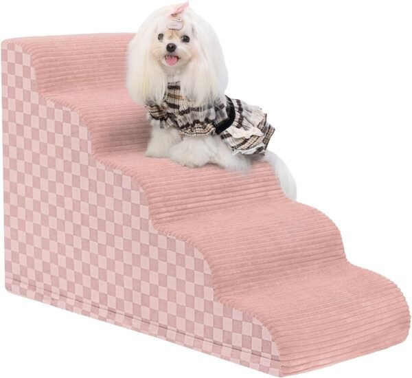 Dog Stairs Ramp for Couch 15.7" H, 3-Step Pet Stairs for Small Dogs with High Density Foam, Dog Slope Stairs with Durable Non-Slip Bottom for Puppy