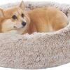 Calming Donut Dog Bed, 36 Inches Round Fluffy for Large Dogs, Anti-Anxiety Plush, Machine Washable