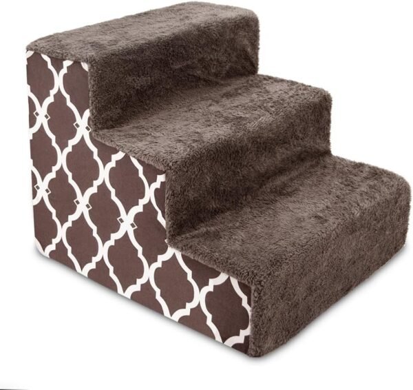 Dog Stairs & Steps - Foam Steps for Small Dogs & Cats, Non-Slip Indoor Balanced Pet Step Support, Dog Ramp, No Assembly, Ash Gray Linen, 2-Step (12-inch Height)