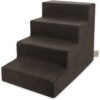 Dog Stairs & Steps - Foam Steps for Small Dogs & Cats, Non-Slip Indoor Balanced Pet Step Support, Dog Ramp, No Assembly, Ash Gray Linen, 2-Step (12-inch Height)