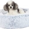 Calming Donut Dog Bed, 36 Inches Round Fluffy for Large Dogs, Anti-Anxiety Plush, Machine Washable