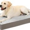 Orthopedic Dog Bed Dog Crate Bed Waterproof for Large Dogs Deluxe Plush Washable Pet Mat with Egg Crate Foam & Removable Cover, 35 x 22 Inch, Gray