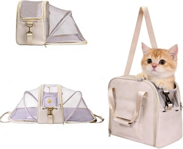 Cat Dog Backpack Carrier, Portable Cat Dog Tent, Expandable Large Soft Pet Carrier Backpack for Small Cats Dogs Puppies, Cats Travel Carrier Airline Approved Suitable for Hiking Camping Journey