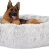 Calming Donut Dog Bed, 36 Inches Round Fluffy for Large Dogs, Anti-Anxiety Plush, Machine Washable