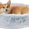 Calming Donut Dog Bed, 36 Inches Round Fluffy for Large Dogs, Anti-Anxiety Plush, Machine Washable