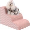 Dog Stairs Ramp for Couch 15.7" H, 3-Step Pet Stairs for Small Dogs with High Density Foam, Dog Slope Stairs with Durable Non-Slip Bottom for Puppy