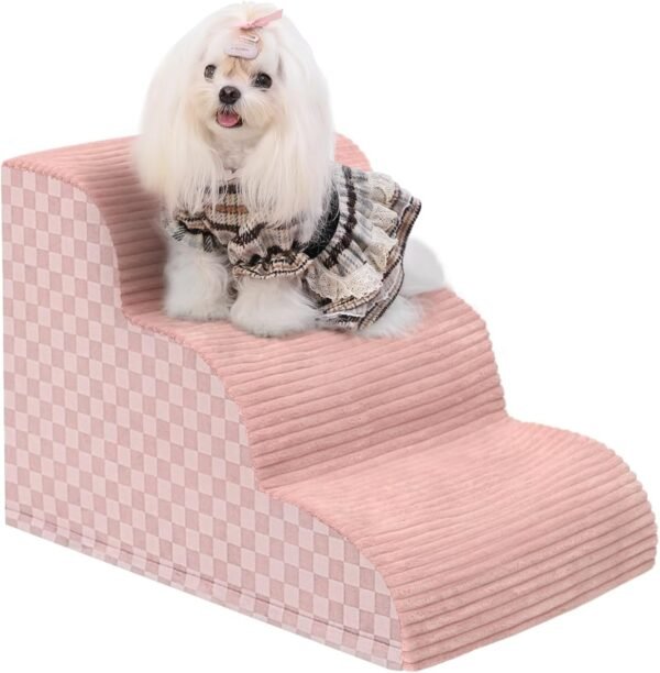 Dog Stairs Ramp for Couch 15.7" H, 3-Step Pet Stairs for Small Dogs with High Density Foam, Dog Slope Stairs with Durable Non-Slip Bottom for Puppy