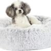 Calming Donut Dog Bed, 36 Inches Round Fluffy for Large Dogs, Anti-Anxiety Plush, Machine Washable