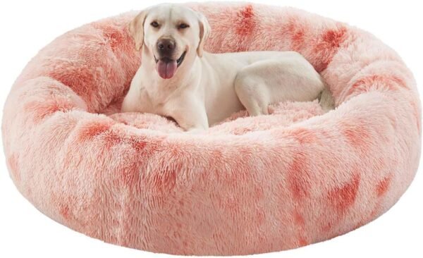 36 inches Donut Dog Bed for Large Dogs - Calming Fluffy Round Pet Bed with Removable & Washable Cover,Fits up to 80 lbs Pets