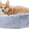 Calming Donut Dog Bed, 36 Inches Round Fluffy for Large Dogs, Anti-Anxiety Plush, Machine Washable