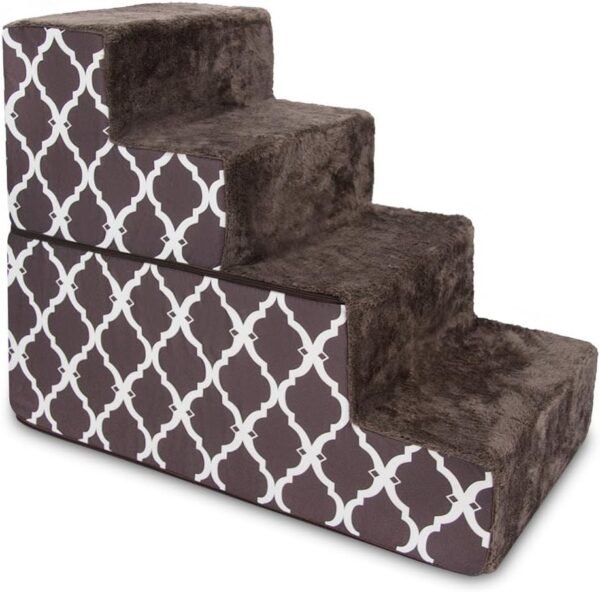 Dog Stairs & Steps - Foam Steps for Small Dogs & Cats, Non-Slip Indoor Balanced Pet Step Support, Dog Ramp, No Assembly, Ash Gray Linen, 2-Step (12-inch Height)