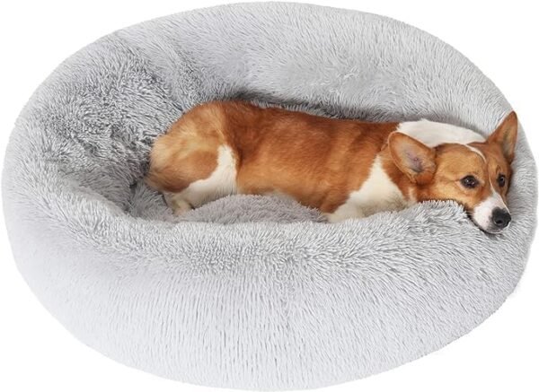 Dog & Cat Bed, Calming Anti-Anxiety Pet Bed for Small Dogs, Fluffy Donut Cushion for Small and Medium Pets