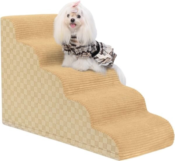 Dog Stairs Ramp for Couch 15.7" H, 3-Step Pet Stairs for Small Dogs with High Density Foam, Dog Slope Stairs with Durable Non-Slip Bottom for Puppy