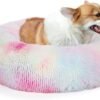 Small Calming Dogs Bed for Small Dogs Anti-Anxiety Machine Washable Fluffy Luxury Anti-Slip Waterproof Mute Base Warming Cozy Soft Pet Puppy Round Bed