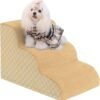 Dog Stairs Ramp for Couch 15.7" H, 3-Step Pet Stairs for Small Dogs with High Density Foam, Dog Slope Stairs with Durable Non-Slip Bottom for Puppy