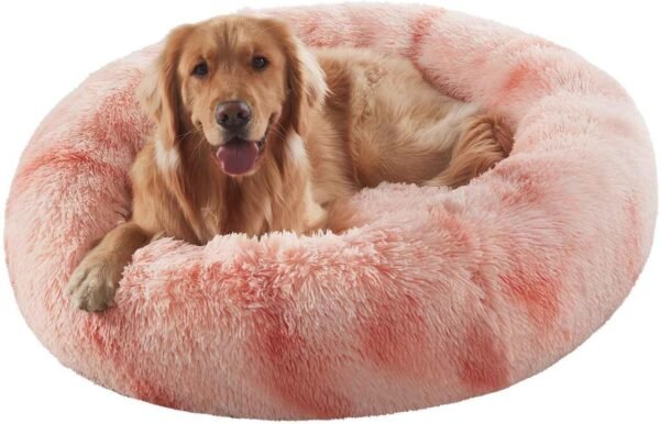 36 inches Donut Dog Bed for Large Dogs - Calming Fluffy Round Pet Bed with Removable & Washable Cover,Fits up to 80 lbs Pets