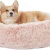 Calming Donut Dog Bed, 36 Inches Round Fluffy for Large Dogs, Anti-Anxiety Plush, Machine Washable