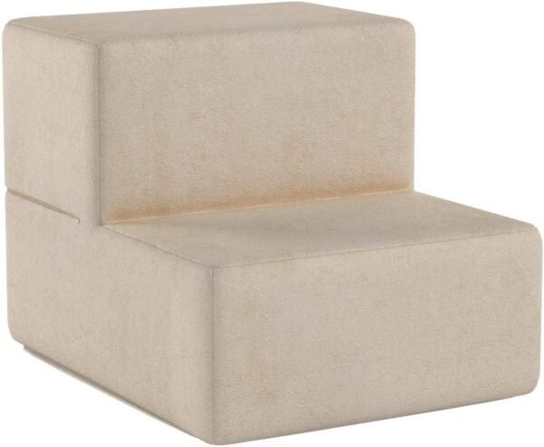 Foam 13 Inch 2-Step Step Pet Stairs / Pet Ramp for Cats and Dogs, Beige