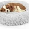 Dog Bed, Cat Calming Bed, Faux Fur Pillow Pet Donut Cuddler Round Plush Bed for Large Medium Small Dogs and Cats