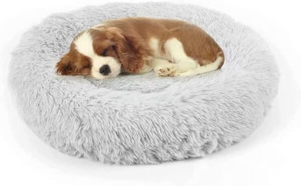 Dog Bed, Cat Calming Bed, Faux Fur Pillow Pet Donut Cuddler Round Plush Bed for Large Medium Small Dogs and Cats