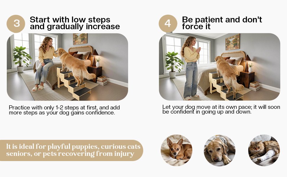 FolifrPets Wooden 5-step Stair for Bed/Couch