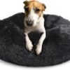 Small Calming Dogs Bed for Small Dogs Anti-Anxiety Machine Washable Fluffy Luxury Anti-Slip Waterproof Mute Base Warming Cozy Soft Pet Puppy Round Bed