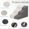 Dog Stairs for Small Dogs & Cats 15.7" H, High Density Foam Dog Steps Ramp for Couch Sofa and Chair, Pet Stairs with Non-Slip Bottom and Remove Washable Cover
