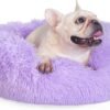 Small Calming Dogs Bed for Small Dogs Anti-Anxiety Machine Washable Fluffy Luxury Anti-Slip Waterproof Mute Base Warming Cozy Soft Pet Puppy Round Bed