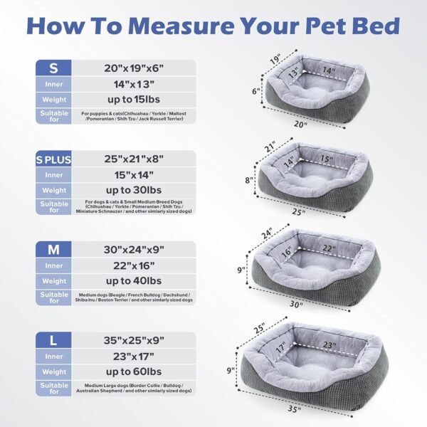 Medium Dog Beds for Medium Dogs Washable, Rectangle Dog Bed Medium Size Dog, Orthopedic Dog Bed, Warming Soft Calming Sleeping Puppy Bed Durable Pet Bed with Anti-Slip Bottom
