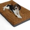 Deluxe Washable Dog Bed for Large Dogs Dog Crate Mat 35 Inch Comfy Fluffy Kennel Pad Anti-Slip for Dogs Up to 60 lbs, 35" x 23", Grey