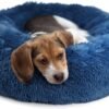 Small Calming Dogs Bed for Small Dogs Anti-Anxiety Machine Washable Fluffy Luxury Anti-Slip Waterproof Mute Base Warming Cozy Soft Pet Puppy Round Bed