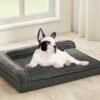 Orthopedic Dog Beds for Large Dogs, XLarge Waterproof Dog Bed with L Bolster Sides, Washable Big Pet Bed with Removable Cover & Non-Slip Bottom, 40 x 28 inch, Gray