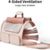 Cat Carrier, 4 Mesh Windows Small Dog Carrier, 4 Storage Pockets Cat Travel Bag, Under 15 lb Airline Approved Pet Carrier, Rollable Cover for Nervous Cats, Pink