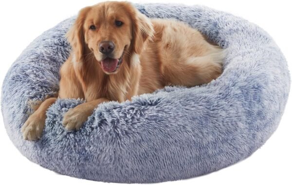 36 inches Donut Dog Bed for Large Dogs - Calming Fluffy Round Pet Bed with Removable & Washable Cover,Fits up to 80 lbs Pets