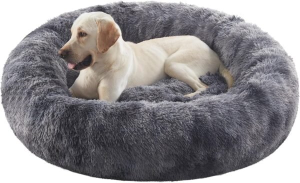36 inches Donut Dog Bed for Large Dogs - Calming Fluffy Round Pet Bed with Removable & Washable Cover,Fits up to 80 lbs Pets