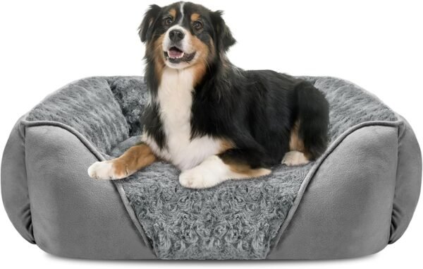 Large Dog Bed for Large Medium Small Dogs, Rectangle Washable Orthopedic Dog Bed, Soft Calming Sleeping Puppy Bed Durable Pet Cuddler with Anti-Slip Bottom