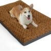 Deluxe Washable Dog Bed for Large Dogs Dog Crate Mat 35 Inch Comfy Fluffy Kennel Pad Anti-Slip for Dogs Up to 60 lbs, 35" x 23", Grey